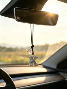 1 pieza Adorno colgante para el interior del coche con letra de corona de aleación de diamante, decoración para el espejo retrovisor del coche, colgante decorativo para el interior del coche - Unitalla - Ver 33