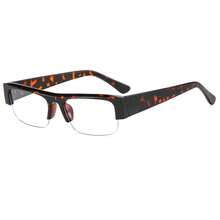 Half-Frame Black Clear Lens Retro Slim Frame Glasses That Make Your Face Look Smaller - Black - View 7