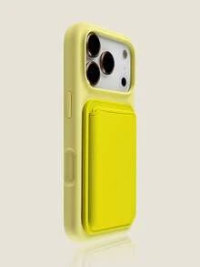 奢華矽膠磁吸無線充電卡夾手機殼，適用於 iPhone 17ProMax 17Pro 17 16 15 14 13 12 11 Pro Max 16 15 14 Plus，磁吸背殼 - 黃色 - 查看 2