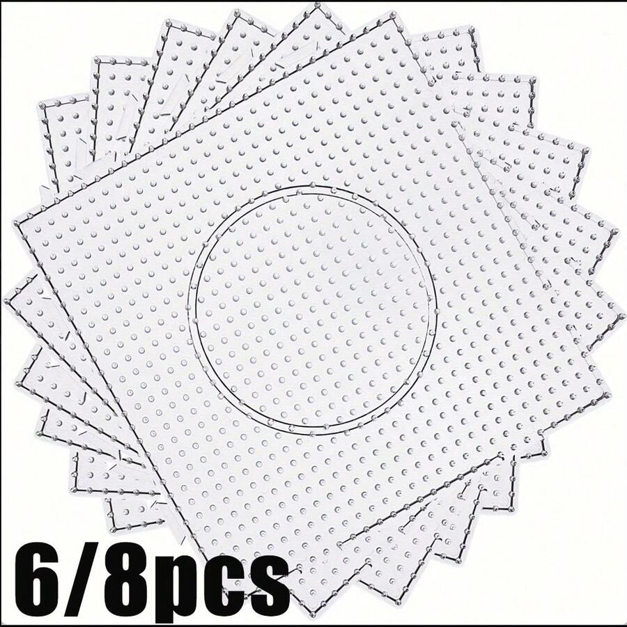 6/8pcs Large Transparent Perler Beads Board - DIY Craft Supplies - Plastic Material - Perfect For Jewelry Making And Handmade Projects