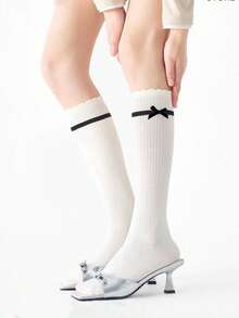 1/3 Pairs Summer New Sweet Lace Bow Minimalist Slouch Socks - Multicolor - View 3