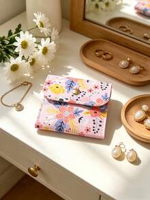 1/5/10/20pcs Fresh Floral Snap Button Jewelry Bags, Made Of Soft And Durable Fabric, Paired With Exquisite Gold Snap Buttons, Compact And Space-Saving. - Multicolor - View 3