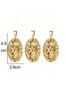 3pcs Fashion Stainless Steel 18K Gold Plated Heart Oval Portrait Relief Locket Pendant, Locket Photo Box With Flip Cover, DIY Unique Ideal Gift For Friends Birthday, Family, Mom/Grandma/Wife Anniversary Gift, Autumn Fashion, Casual, Vintage, Personalized, Daily Wear, Party, Mother's Day, Valentine's Day, Graduation, Wedding - Multicolor - View 6