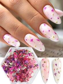 1 Box Mixed Color Floral Nail Art Decorations, Artificial Flower Design; Y2K Style Cute Petal Nail Decor, DIY Salon Accessories And Nail Supplies - Multicolor - View 5
