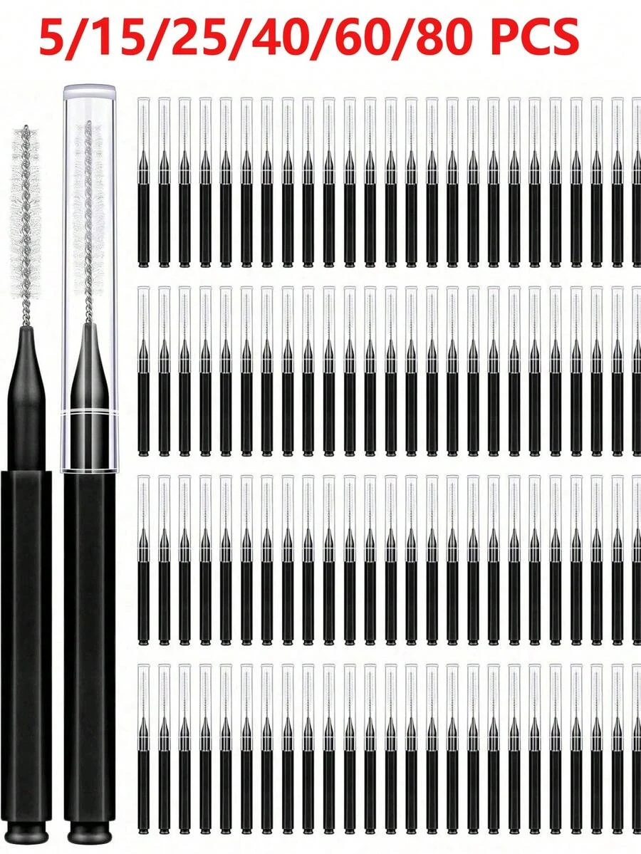 5/15/25/40/60/80支細眉刷附蓋，眉毛造型刷，眉毛與睫毛刷，睫毛填補，眉毛與睫毛提升與染髮工具，眉毛與睫毛梳，睫毛接種刷
