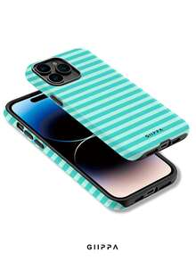 GIIPPA 1pc Mint Green Horizontal Stripe Pattern Design, Phone 17 Pro Max Phone Case, Compatible With Phone 16 Pro Max, 15 Pro Max, 14 Pro Max, Korean-Style High-End Fashionable And Fun Phone Case, Compatible With 11/12/13/14/15/16 Pro Max Plus, Elegant Design Suitable For Men And Women, Perfect Gift For Girlfriend On Christmas, Valentine's Day, Easter, Wedding Season And Birthday! - Multicolor - View 3