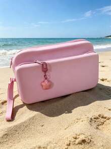 1 pieza Bolsa de maquillaje de viaje con correa de muñeca con colgante de estrella, bolsa de tocador de silicona de doble capa, funda multifuncional impermeable para teléfono, bolso esencial de viaje, bolsa de vacaciones en la playa, organizador de almacenamiento de artículos de tocador diario unisex, bolsa con cremallera para billetera, bolsa pequeña para suministros de piscina y ducha de verano - Multicolor - Ver 10