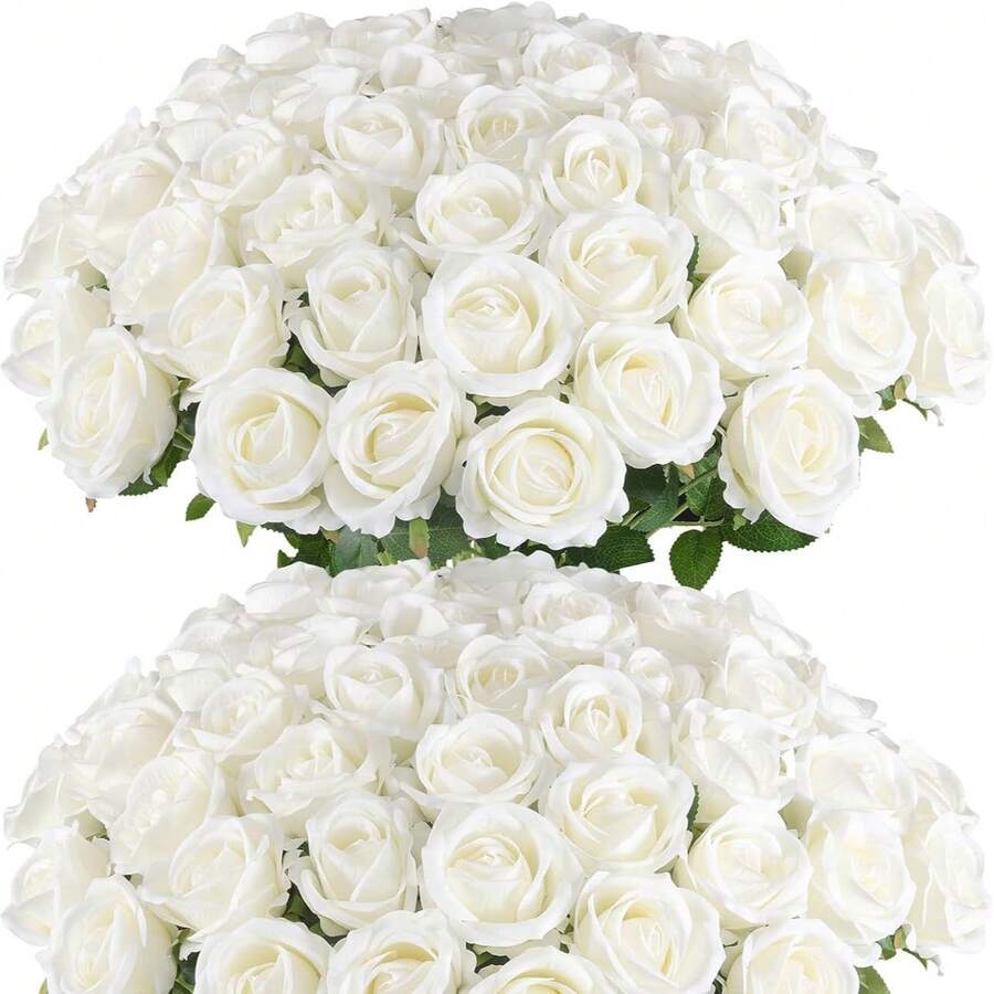 50/25/5 Stems White Rose - Artificial Roses Suitable For DIY Wedding ...