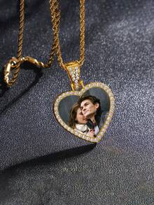 1pc Customized Personalized Heart-Shaped Colorful Photo Pendant Necklace, Mother's Day Gift, Valentine's Day Gift, Graduation Birthday Memorial Gift - Multicolor - View 9