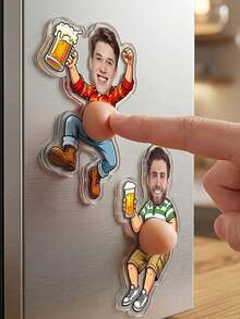 1pc Customized Funny Soft Belly Fridge Magnet, Personalized Irregular Acrylic Photo Magnet, Quirky Design, Kitchen Decor, Pregnancy Announcement Gift, Fun Couple Gift, Multiple Belly Styles Family Keepsake, Gift For Mom - Multicolor - View 3