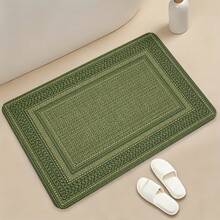 1pc Vintage Olive Green Textured Flannel Rug, Exquisite Multi-Layer Border Pattern, Quiet Elegant Mid-Century Modern Style, Suitable For Bathroom, Entryway, Kitchen, Living Room, Bedroom, All-Season Indoor Use. ⚠️Note: The Pattern Is A Printed Faux Woven Effect, Slight Creases May Occur During Folded Shipping, Which Will Recover After Laying Flat For A While. - 1pc - View 15