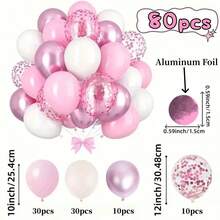 80/40/16pcs Macaron White Balloon Set - Light Pink Cute, Foil Sequin Balloons, Perfect For Princess, Birthday, Baby Shower, Anniversary, Wedding, Graduation, Welcome And Girls Party, Lovely Balloon Color Combination - Multicolor - View 9