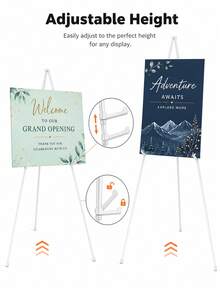 1pc Foldable Portable Tripod Display Stand, Adjustable White Metal Art Display Rack, Suitable For Wedding Signs, Posters, Paintings, Ceremony Advertising Display And Birthday Banner Decoration - Multicolor - View 7