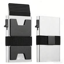 Men's Slim RFID Blocking Smart Pop Up Wallet, Minimalist Credit Card Holder, Novelty Money Clip, With Durable Expandable Backplate, Pocket Purse - Multicolor - View 19