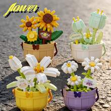 Serie de Bloques de Construcción Mini Realistas de Micropartículas de Plantas en Maceta y Flores, Material ABS, Juego de Bloques de Construcción Creativo para Niños. Pequeño Regalo de Recompensa para el Aula. Juguete Educativo DIY de Ensamblaje Manual, Regalo de Moda para Cumpleaños/Festividades Principales. Serie de Gran - Multicolor - Ver 2