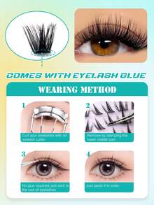 120 Clusters Glue-Free Self-Adhesive D Curl European & American Style Dense Segmented Eyelash Extensions DIY Fluffy Mink-Like 30D Waterproof Durable False Lashes For Daily Eye Makeup - 查看 6