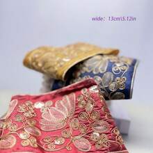 Pita Bordir Baru 1 Yard dengan Motif Bunga dan Payet, Aksen Benang Emas, Kain Berkualitas Tinggi Cocok untuk Pakaian DIY, Aksesoris, Dekorasi Rumah - Warna Campuran, Pita Jahit, Dekorasi Fashion, Aksen Berkilau - kuning - View 3