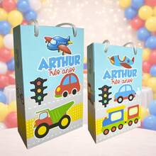 10 Sacolinhas Personalizadas para lembrancinhas - Meios de Transporte Cute - Multicolorido - Visão 2
