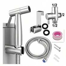 Handheld Bidet Sprayer With Hose, Stainless Steel Toilet Sprayer, Handheld Bidet Sprayer With Hose For Feminine Hygiene And Shower Head, Wall-Mounted Or Toilet-Attached - Silver - View 12