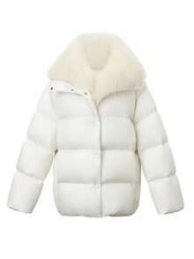 Women's Winter Quilted Long Sleeve Regular Fit Outerwear, Regular Length Fashion Casual Jacket - Beige - View 4