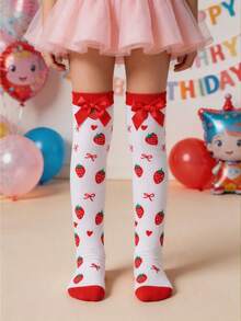 1 Pair Cute 3D Plush Capybara Print Over-The-Knee Socks, Pink Cartoon Animal High Socks, Girls Fun Socks, Children's Holiday Essential - Multicolor - View 5