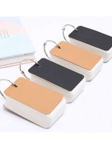 4pcs/Set White Hard Cardstock Message Cards, High-Punch Hole Study Cards With Iron Ring Index Cards, Stainless Steel Binding Blank Bookmark Cards, 100pcs Blank Card Paper, Suitable For Note-Taking, Office Work, Memory Learning, Office Supplies, Study Memo Cards, Multiple Colors Available - one-size - View 3