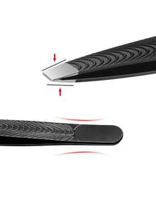 1pc Slanted Eyebrow Tweezers - Black Slanted Eyebrow Tweezers For Eyebrow Grooming, Crafting, Multi-Purpose Non-Slip Clip - Multicolor - View 2