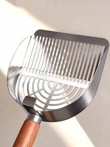1 Stainless Steel Cat Litter Scoop With Large Mesh, Suitable For Clumpy Cat Litter. Wooden-Handle Stainless Steel Cat Litter Scoop Featuring Large-Hole, Small-Hole, All Types Of Cat Litter. Ergonomic Grip For Easy Cleaning, Suitable For Pet - Multicolor - View 7