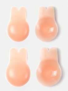 vfvQueen 1 Pair Large Silicone Nipple Covers, Rabbit Ear Shape Self-Adhesive Nipple Covers, Strapless Invisible Silicone Nipple Covers, Soft And Skin-Friendly, Suitable For Strapless Bras, Adhesive Silicone Nipple Covers With Lifting Function - Multicolor - View 3