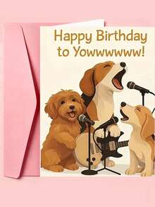 1pc Funny Dog Birthday Card, "Happy Birthday!" Cute Singing Dog Birthday Card With Envelope, Humorous Dog Theme Birthday Card Suitable For Dog Lovers And Friends - Multicolor - View 7