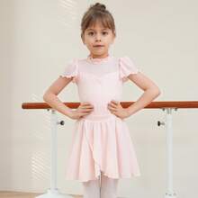 Girls Chiffon Wrap Ballet Skirt, Young Girl Professional Dance Skirt With Elastic Waist & Ties, For Dance Class, Gymnastics - Pink - View 3
