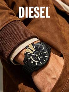 Bold Oversized Dial Quartz Timepiece Wide Metal Strap Streetwear Travel Anniversary Gift For Him DIESEL DZ4338 - Black - View 3