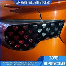 Self-Adhesive Tail Light Hollow Stickers, Romantic Heart Design, Trimmable Size, Universal Fit For Most Car Models, Premium Exterior Decoration - Heart-shaped Taillight Stickers - View 1