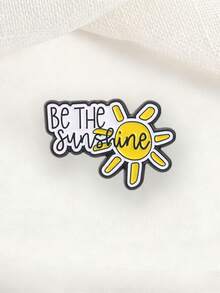 Be The Sunshine Enamel Pin Positive Quote Yellow Sun Lapel Brooch Inspirational Backpack Decor Gift - Yellow - View 5