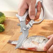 Heavy Duty Kitchen Scissors, Multi-Function Chicken Bone Shears, Fish And Chicken Cutting, Can Opener, Walnut Cracker, Stainless Steel Kitchen Scissors - Silver - View 2