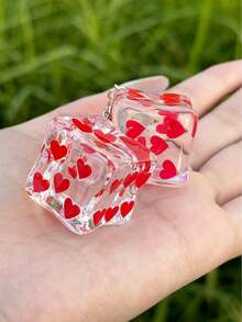 1pc Creative Design Ice Cube Shaped Heart Shiny Dice Car Rearview Mirror Hanging Ornament, Cute Car Accessory Mirror Decoration, Car Interior Decor, Car Pendant, Car Ornament, Car Hanging Decor, Car Decoration - A - View 13