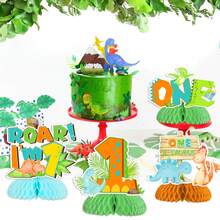 8pcs Paper Dinosaur 1st Birthday Decorations For Boys - Dinosaur Honeycomb Centerpiece, Dinosaur Birthday Tabletop Decor, "Roar," Jungle Wild Animal 1st Birthday Party Table Centerpiece - View 5
