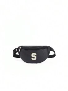 1pc Girls Cute Crossbody Waist Bag Shoulder Bag With 26 A-Z Letters, Suitable For Daily, Outdoor, Travel, Hiking, Portable Use, Ideal Gift Choice - Black - View 29
