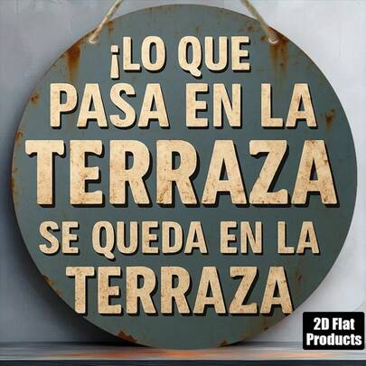 2D Flat Sign - Vintage Wooden 2D Flat Sign, Theme "Garden Secret", Size 5.9X5.9 Inches, Round, Perfect For Decorating Bars, Restaurants, Cafes, Gardens, Balconies And Outdoor Leisure Areas, Spanish Style.