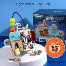 Children's Educational Wooden Toy, Thinking Enlightenment Key & Lock Cube, Montessori Teaching Aid - Multicolor - View 3