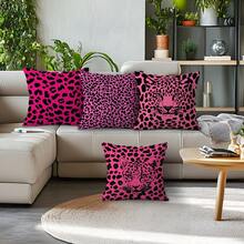 4pcs Pink Leopard Print Pillow Covers Without Inserts, Single-Sided Printed Pillow Covers, Suitable For Living Room Bedroom Home Decor, All Season Pillow Covers - Multicolor - View 8