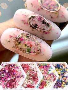 1 Box Mixed Color Floral Nail Art Decorations, Artificial Flower Design; Y2K Style Cute Petal Nail Decor, DIY Salon Accessories And Nail Supplies - Multicolor - View 7