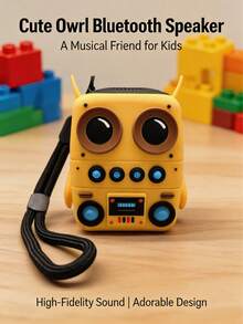 WESTMADE 1pc Yellow Cute Owl High-Quality Hands-Free Call Wireless Bluetooth Speaker, Built-In Microphone, TF Card Slot, Bluetooth Connection, Suitable For Kids Listening To Music, Courses, Stories, Radio, Gift For Children - Yellow (high Quality) - View 2