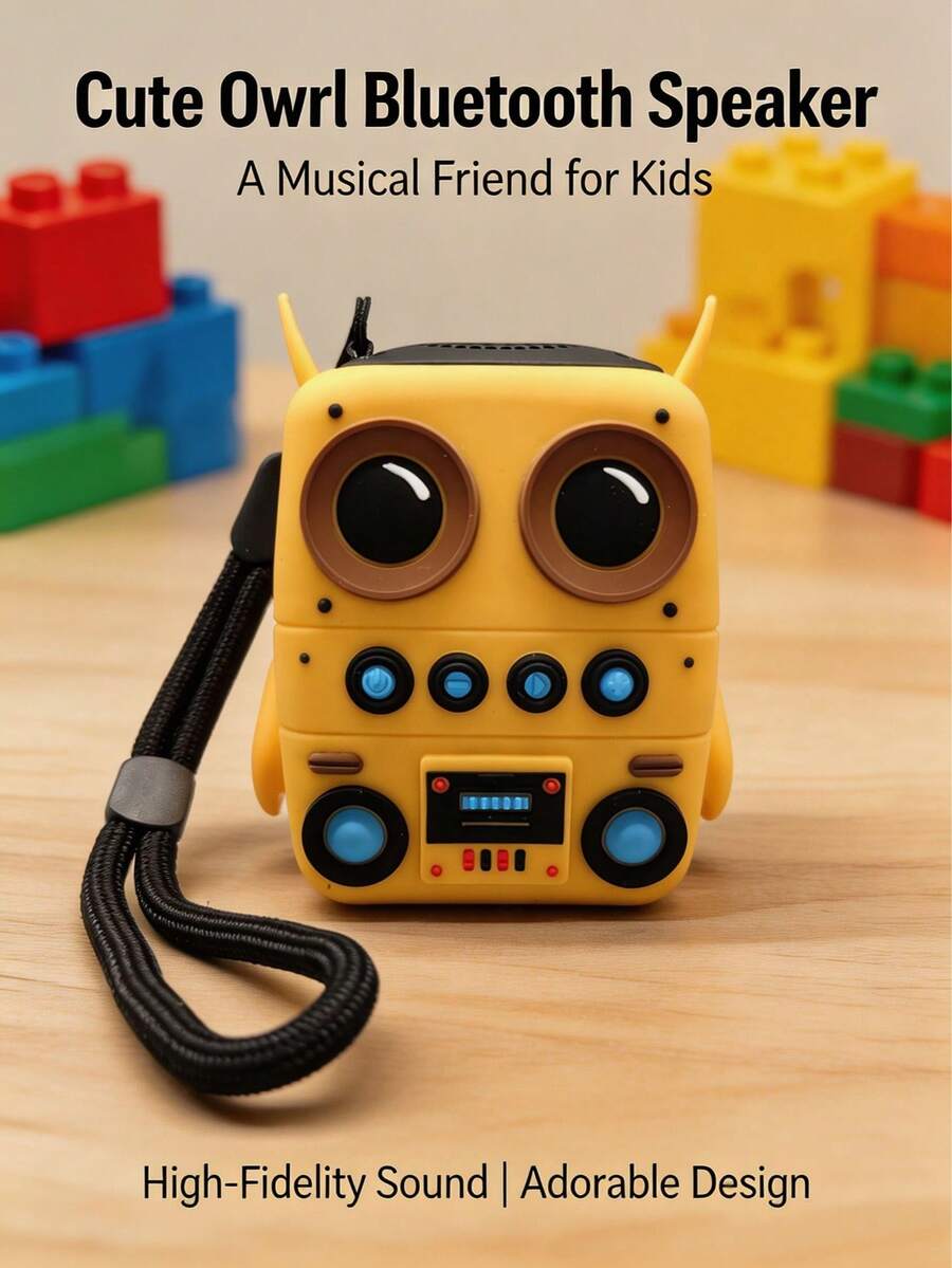 WESTMADE 1pc Yellow Cute Owl High-Quality Hands-Free Call Wireless Bluetooth Speaker, Built-In Microphone, TF Card Slot, Bluetooth Connection, Suitable For Kids Listening To Music, Courses, Stories, Radio, Gift For Children