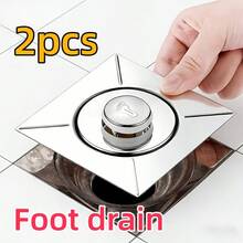 2 piezas Desagüe de piso de baño - Desagüe portátil de operación con el pie de estilo minimalista moderno, núcleo de desagüe a prueba de olores para baño, tapa sellada anti-olor repelente de insectos, desagüe a prueba de olores - Adecuado para baño, pasillo, baño, bañera y cocina - Multicolor - Ver 1