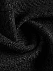 DONICY Women's Black Mesh Lace Patchwork Puff Sleeve Square Neck Fitted Top, Casual Date Outfit - Black - View 3