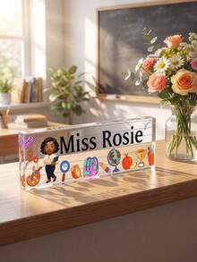 Customized Photo Cartoon Teacher Acrylic Desktop Nameplates, 1/3/5-Piece Sets, Classroom Desktop Decoration Gifts For Teacher's Day, Suitable For Graduation Season, New Teacher Induction Ceremony, Teacher's Day, And School Commendation Activities. - Multicolor - View 9