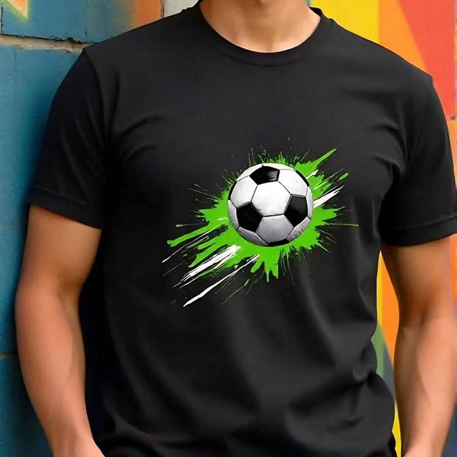 T-Shirt With Vintage Pattern Print, Round Neck, For Everyday Wear - Black 2 - View 1