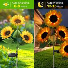 1pc Solar Powered Outdoor Garden Decorative Light, With 3 Sunflower/Dandelion Light Heads, Waterproof Solar Outdoor Light, Auto On/Off, Suitable For Garden, Patio, Yard - 3 Sunflowers - View 5