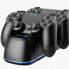 PS 4 Controller Dual Charging Dock, 2H Fast Charge, LED Indicator & Ambient Light, Black, Compatible With PS 4/Slim/Pro - 查看 1